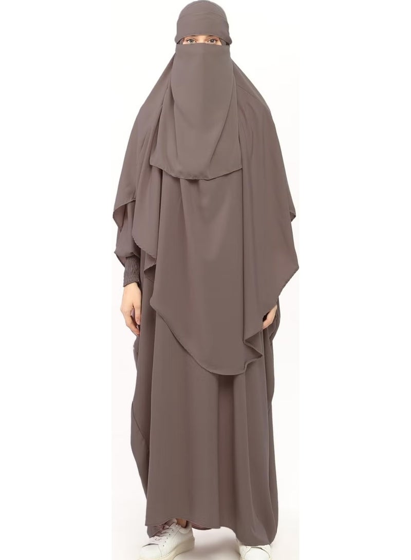Altobeh Sultanbas Nikapli Chador Jilbab Khimar Abaya Elastic Sleeve Judge Collar Veiled Abaya Medina Silk - Image 1